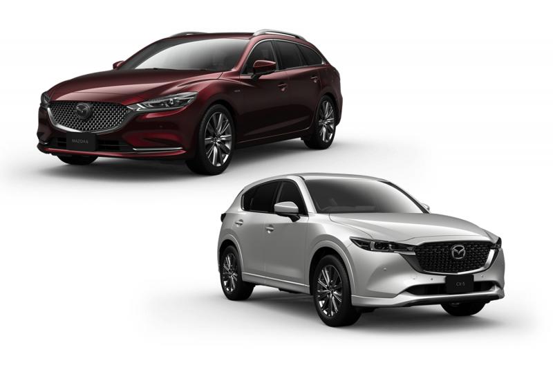 Ilustrasi warna terbaru Mazda untuk lini produksi 2023 mendatang, Artisan Red (kiri) dan Rhodium White (kanan) (sumber: Mazda)