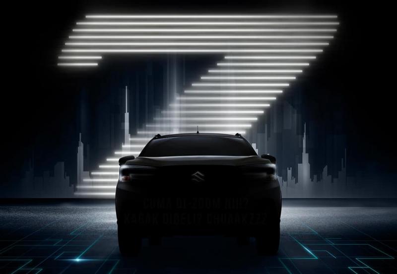 Teaser resmi Suzuki yang diprediksi merupakan XL 7 facelift dan akan tersedia varian mesin hybrid. (sumbar: Suzuki)