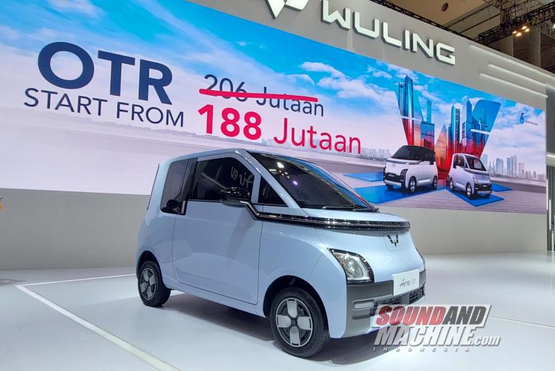 Wuling Indonesia luncurkan Air EV Lite sebagai varian terjangkau dengan harga dibawah Rp. 200 juta di pameran Gaikindo Indonesia International Auto Show 2023.