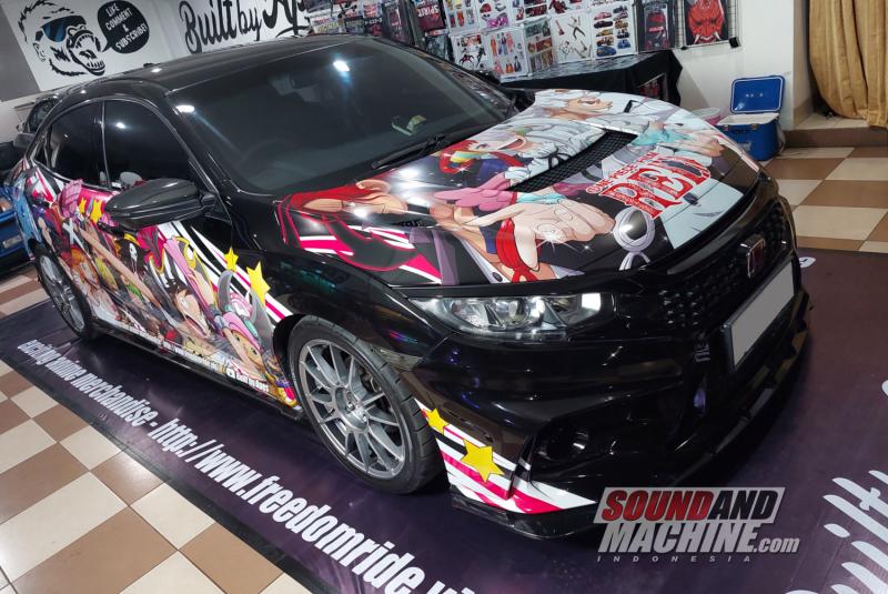 Itasha One Piece Red rancangan terbaru dari Built By Apes di Honda Civic Turbo Hatchback.