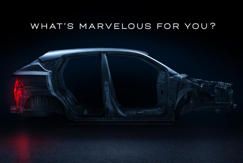 Teaser mobil baru Suzuki yang ditampilkan dalam bentuk rangka. (sumber: Suzuki)